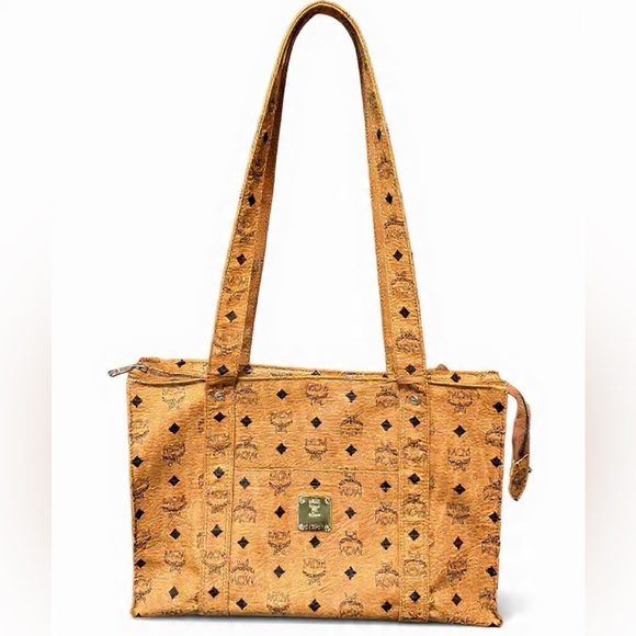 MCM Handbags - MCM Cognac/Tan Visetos Logo Tote